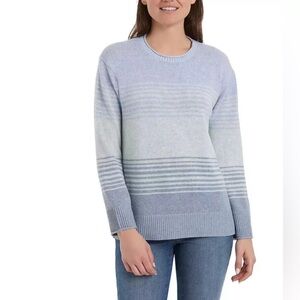 Ella Moss Women's Crew Neck Knit Pullover Sweater, Blue Stripe